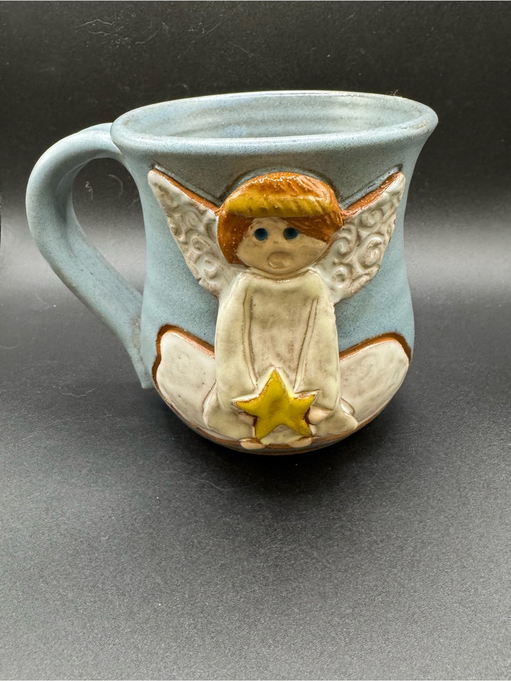 Mudworks Pottery Blue Angel Holding Star Coffee Mug Cup